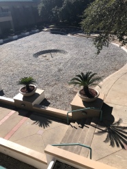 The once beautiful fountain is empty